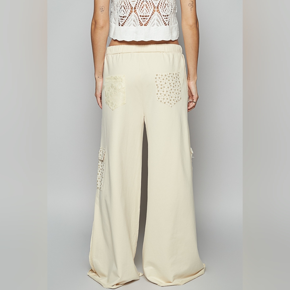 POL TERRY WIDE-LEG STAR PATCHWORK PANTS - Picture 3 of 4